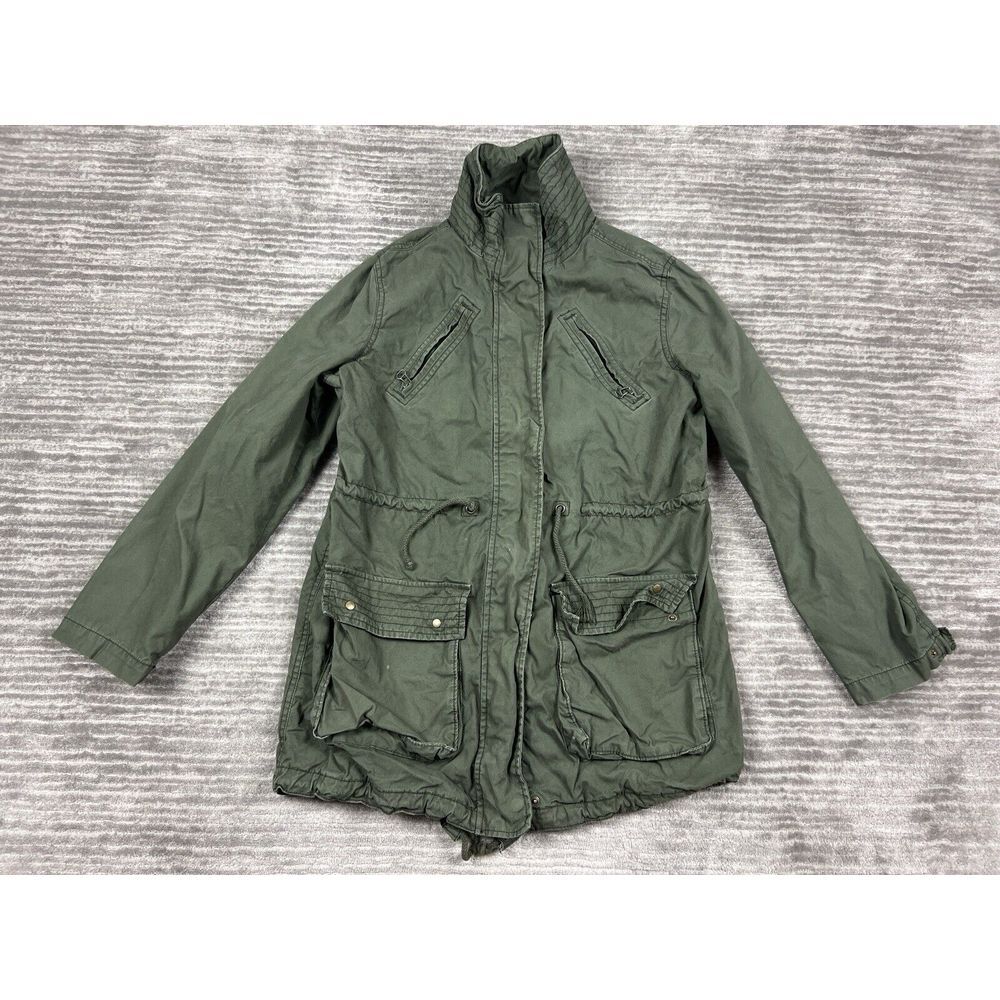 Old Navy Utility Jacket Womens Medium Green Full Zip Long‎ Sleeve Cotton Outdoor